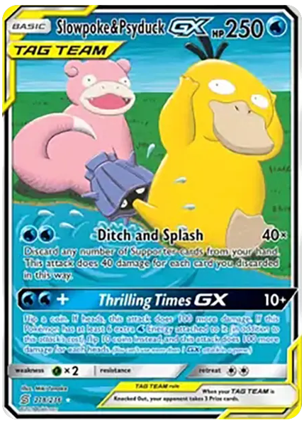 2019 Pokemon Sun & Moon Unified Minds Full Art/Slowpoke & Psyduck GX Base 218