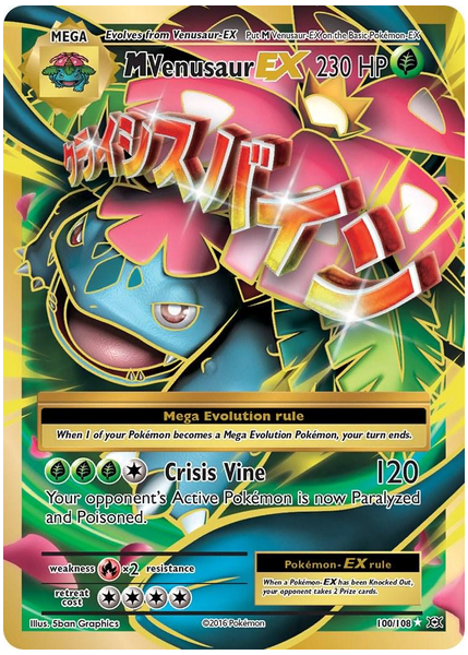 2016 Pokemon XY Evolutions Full Art/M Venusaur EX Base 100/108