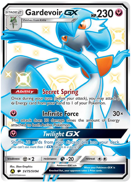 2019 Pokemon Sun & Moon Hidden Fates Full Art/Gardevoir GX Base SV75/SV94