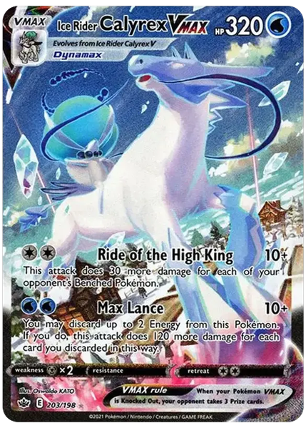 2021 Pokemon Sword & Shield Chilling Reign Full Art/Ice Rider Calyrex Vmax Secret 203/198