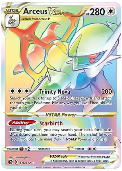 2022 Pokemon Sword & Shield Brilliant Stars Full Art/Arceus Vstar Secret 176/172