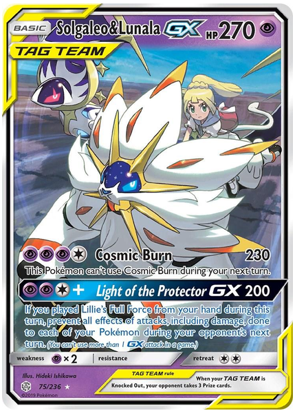 2019 Pokemon Sun & Moon Cosmic Eclipse Solgaleo & Lunala GX Base 75/236
