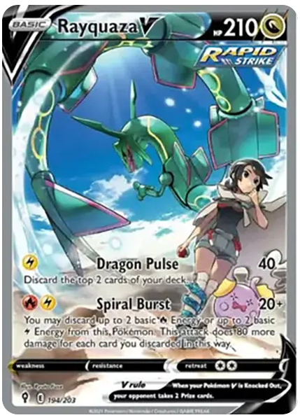 2021 Pokemon Sword & Shield Evolving Skies Full Art/Rayquaza V Base 194/203
