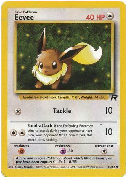 2000 Pokemon Rocket Eevee 1st Edition 55/82