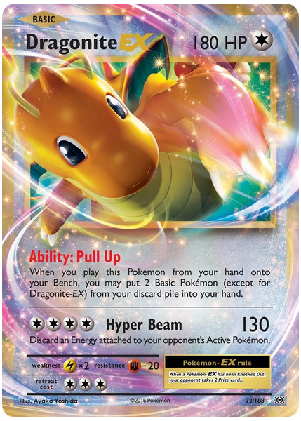 2016 Pokemon XY Evolutions Dragonite EX Base 72/108