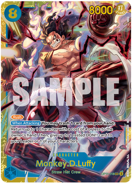 2025 One Piece OP11-A Fist of Divine Speed Monkey D. Luffy Base OP11-118