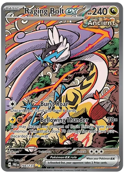 2025 Pokemon Pre EN-Prismatic Evolutions Raging Bolt EX Special Illustration Rare 166/131