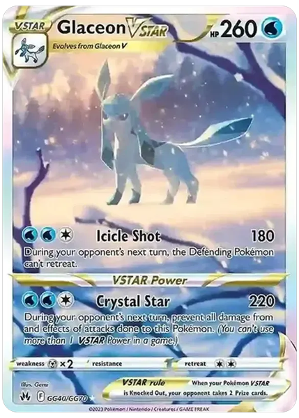2023 Pokemon Sword and Shield Crown Zenith Full Art/Glaceon Vstar Base GG40/GG70