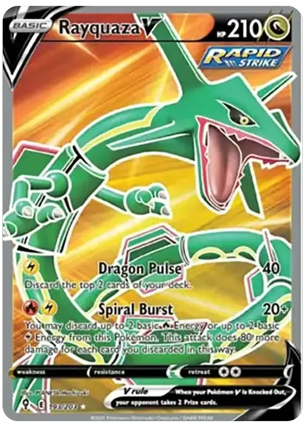 2021 Pokemon Sword & Shield Evolving Skies Full Art/Rayquaza V Base 193/203
