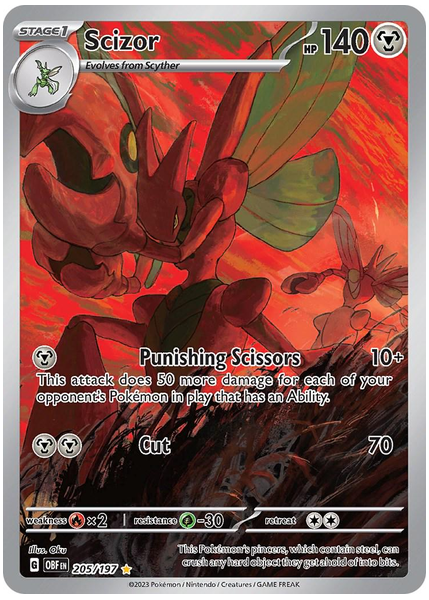 2023 Pokemon Obf EN-Obsidian Flames Scizor Illustration Rare 205/197