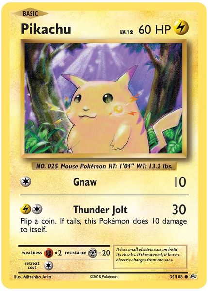 2016 Pokemon XY Evolutions Pikachu Base 35/108