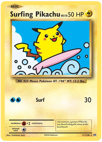 2016 Pokemon XY Evolutions Surfing Pikachu Base 111/108