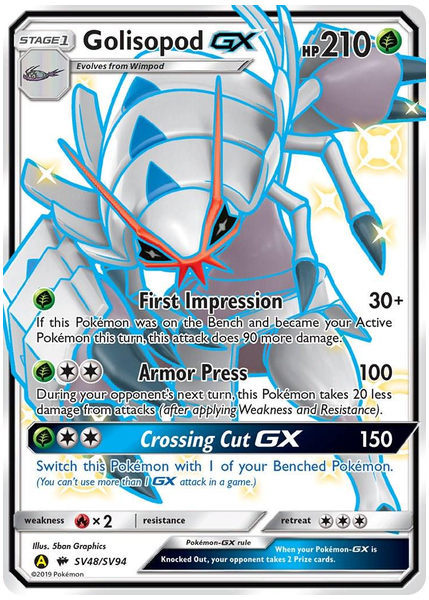 2019 Pokemon Sun & Moon Hidden Fates Full Art/Golisopod GX Base SV48/SV94
