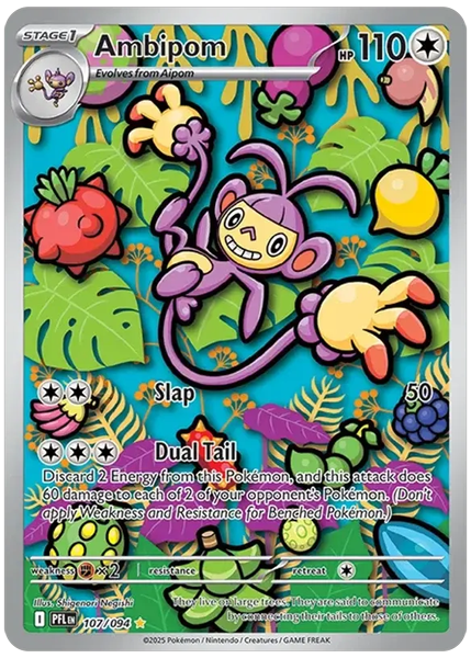 2025 Pokemon Pfl EN-Phantasmal Flames Ambipom Illustration Rare 107/094