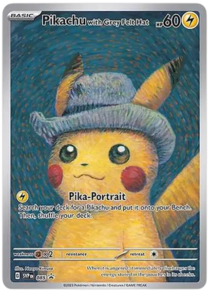 2023 Pokemon Svp EN-SV Black Star Promo Pikachu With Grey Felt Hat Pokemon X Van Gogh 085/SVP