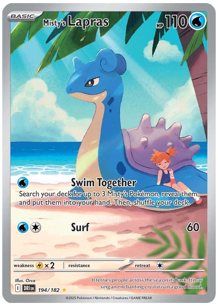 2025 Pokemon Dri EN-Destined Rivals Misty's Lapras Illustration Rare 194/182