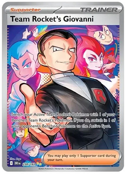 2025 Pokemon Dri EN-Destined Rivals Team Rocket's Giovanni Special Illustration Rare 238/182