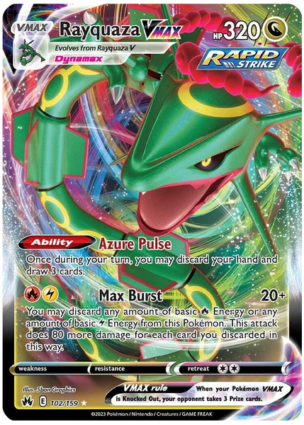 2023 Pokemon Sword and Shield Crown Zenith Full Art/Rayquaza Vmax Base 102/159