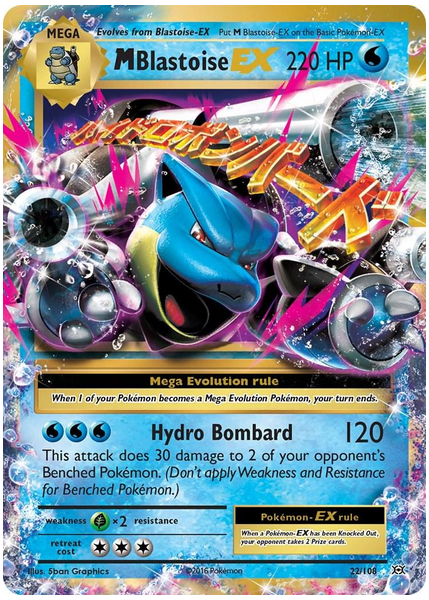 2016 Pokemon XY Evolutions M Blastoise EX Base 22/108