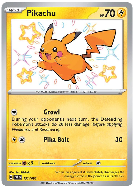 2024 Pokemon Paf EN-Paldean Fates Pikachu Shiny Rare 131/091