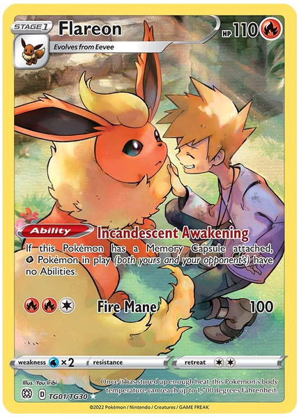 2022 Pokemon Sword & Shield Brilliant Stars Full Art/Flareon Base TG01/TG30