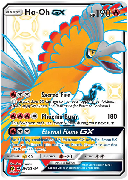 2019 Pokemon Sun & Moon Hidden Fates Full Art/HO-Oh GX Base SV50/SV94