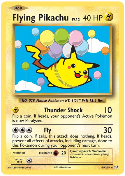 2016 Pokemon XY Evolutions Flying Pikachu Base 110/108