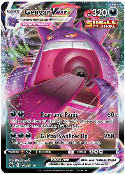 2021 Pokemon Sword & Shield Fusion Strike Full Art/Gengar Vmax Base 157/264