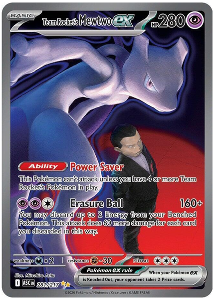 2026 Pokemon Asc EN-Ascended Heroes Team Rocket's Mewtwo EX Special Illustration Rare 281/217