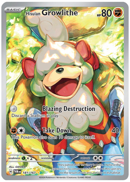 2024 Pokemon Twm EN-Twilight Masquerade Hisuian Growlithe Illustration Rare 181/167