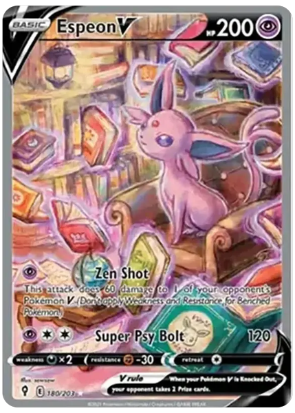 2021 Pokemon Sword & Shield Evolving Skies Full Art/Espeon V Base 180/203