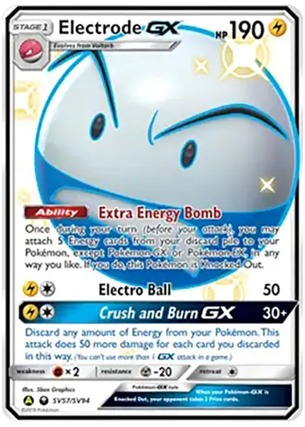 2019 Pokemon Sun & Moon Hidden Fates Full Art/Electrode GX Base SV57