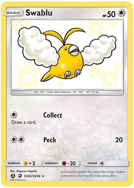 2019 Pokemon Sun & Moon Hidden Fates Swablu-Holo Base SV42/SV94