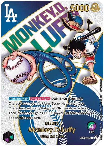 2025 One Piece Promos Monkey D. Luffy Dodgers X One Piece Night EB02-010