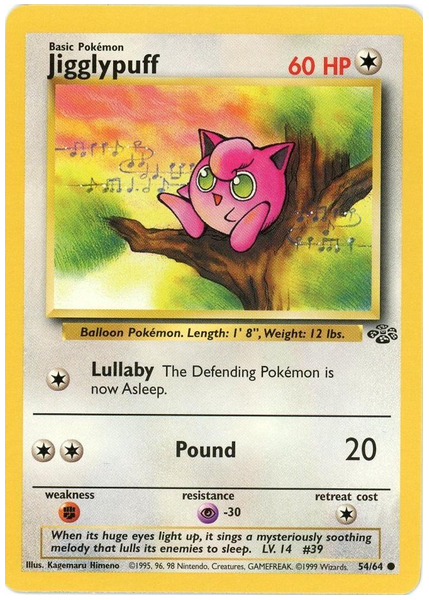 1999 Pokemon Jungle Jigglypuff 1st Edition 54/64
