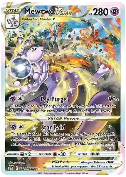 2023 Pokemon Sword and Shield Crown Zenith Full Art/Mewtwo Vstar Base GG44/GG70