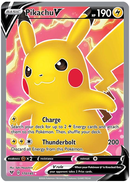 2020 Pokemon Sword & Shield Vivid Voltage Full Art/Pikachu V Base 170/185
