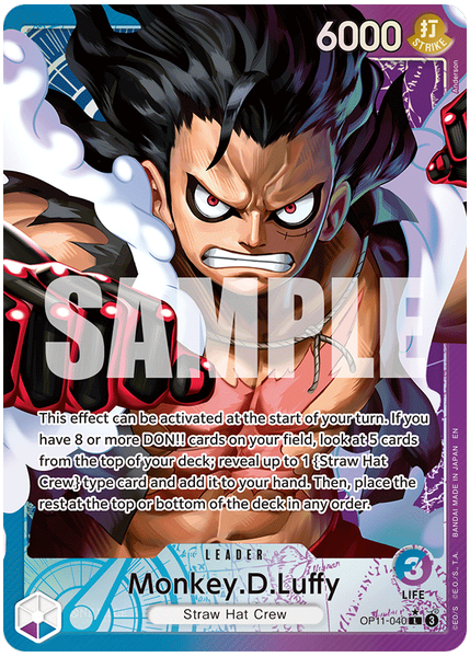 2025 One Piece OP11-A Fist of Divine Speed Monkey D. Luffy Alternate Art OP11-040