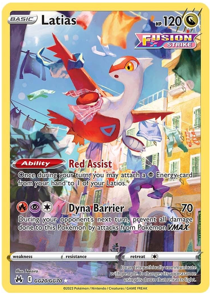 2023 Pokemon Sword and Shield Crown Zenith Full Art/Latias Base GG20/GG70