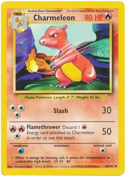 1999 Pokemon Game Charmeleon Base 24/102
