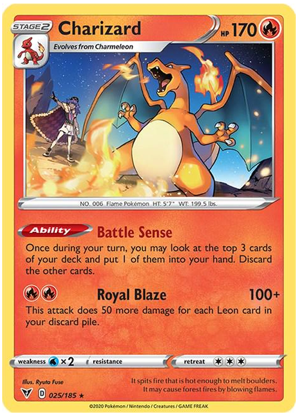 2020 Pokemon Sword & Shield Vivid Voltage Charizard Base 025/185