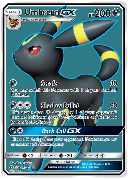 2017 Pokemon Sun & Moon Full Art/Umbreon GX Base 142/149
