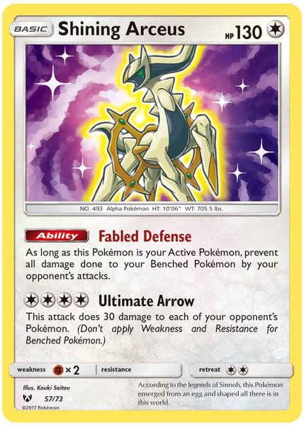 2017 Pokemon Sun & Moon Shining Legends Shining Arceus-Holo Base 57/73