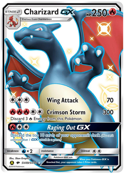 2019 Pokemon Sun & Moon Hidden Fates Full Art/Charizard GX Base SV49/SV94