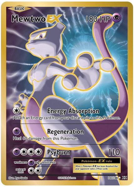2016 Pokemon XY Evolutions Full Art/Mewtwo EX Base 103/108