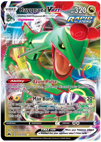 2023 Pokemon Sword and Shield Crown Zenith Full Art/Rayquaza Vmax Base 101/159