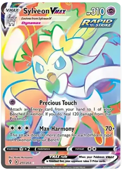 2021 Pokemon Sword & Shield Evolving Skies Full Art/Sylveon Vmax Secret 211/203