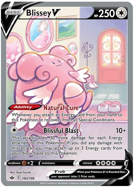2021 Pokemon Sword & Shield Chilling Reign Full Art/Blissey V Base 183/198