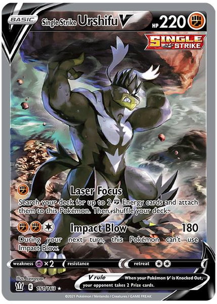 2021 Pokemon Sword & Shield Battle Styles Full Art/Single Strike Urshifu V Base 151/163