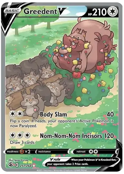 2021 Pokemon Sword & Shield Fusion Strike Full Art/Greedent V Base 257/264